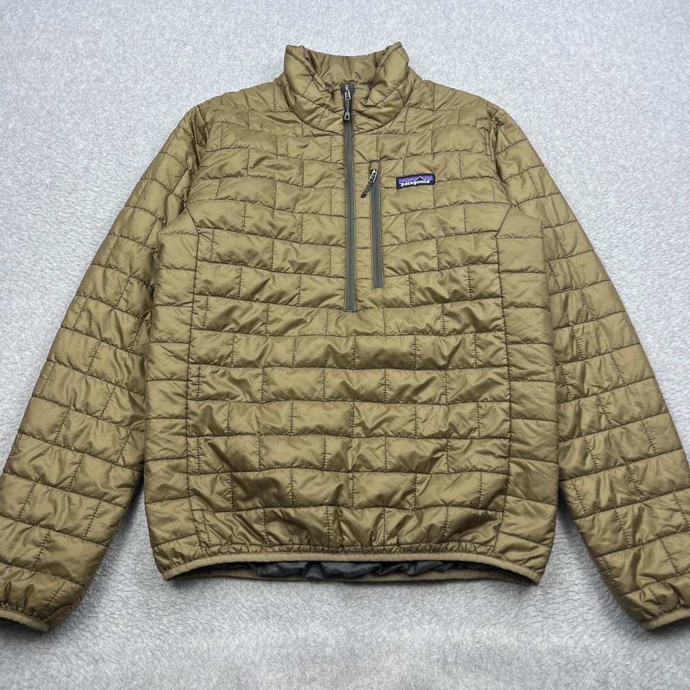 Patagonia Nano Puff Pullover Mens Small Brown Quilted 1/2 Zip Hike Jacket 84022